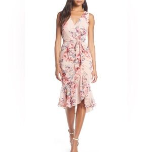 Eliza J Pink Floral Midi Dress